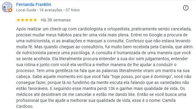 Avaliação de Fernanda Francklin