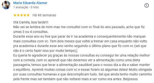 Avaliação de Maria Eduarda Alamar